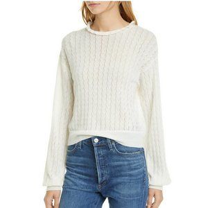NWT Joie Ruffled Wool Blend Sweater, Porcelain, XL